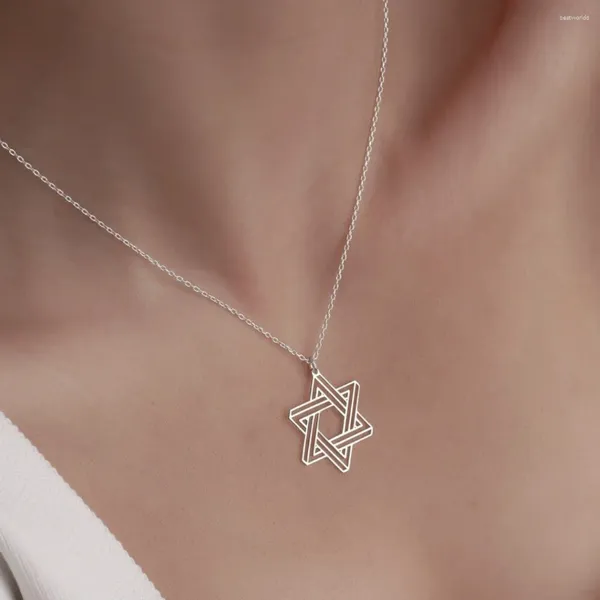 Pendentif Colliers Mode Creative Design Étoile de David pour les femmes en acier inoxydable Symbole du judaïsme Collier Bijoux juifs Cadeaux Juifs