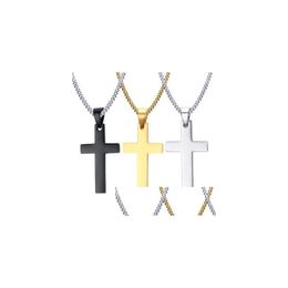 Colliers pendentifs Cross Fashion For Women Men Relius Crucifix Gold Sier Black Chains Luxury Bijoux Gift Drop Livraison Pendants Dhdcj