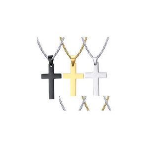 Colliers pendentifs Cross Fashion For Women Men Relius Crucifix Gold Sier Black Chains Luxury Bijoux Gift Drop Livraison Pendants Dhdcj