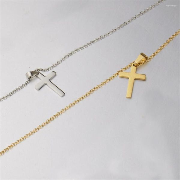 Pendentif Colliers Mode Croix Collier Pour Femmes Goutte Femelle Or Couleur En Acier Inoxydable Petite Foi Religieux Bijoux Cadeau