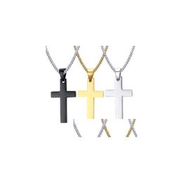 Pendentif Colliers Mode croix colliers pour femmes hommes Relius Crucifix pendentif or Sier noir chaînes bijoux de luxe cadeau bijoux Nec Dhayv