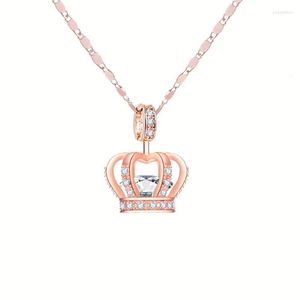 Collares colgantes Corona de moda con incrustaciones de circonio cúbico Collar de piedras preciosas Chapado en platino Oro rosa Joyería noble para mujer