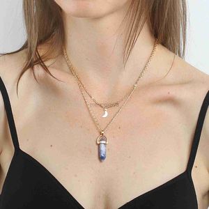 Hanger kettingen mode kristal natuursteen met glazen zeshoekige nek gratis verzending items vrouwen y2k accessoires y23