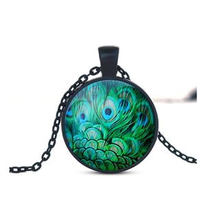 Colliers pendants Collier de cristal de mode avec motif animal charme fait à la main art unique PEACOCK WIGGLING FEATHER BILLAND DE CHOSE OTWK6