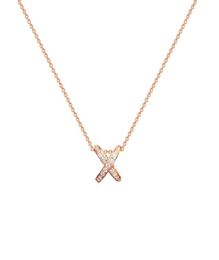 Hanger kettingen mode kristal zirkoon letter x ketting voor vrouwen sierlijke bruiloft sieraden real gold wit rose giftspenda6644086