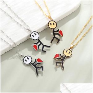 Collares colgantes Moda Lindo Divertido Dibujos animados Matchman Atracción magnética Pareja Collar Amistad Corazón Día de San Valentín Regalo Drop Del Otio0