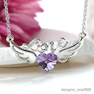 Colliers pendants mode mignon ailes d'ange en forme de coeur