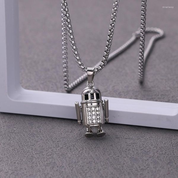 Pendentif Colliers Mode Cylindre Zircon Robot Pour Hommes Et Femmes Cadeaux Hip Hop Personnages De Dessins Animés Chandail Chaîne Punk Bijoux