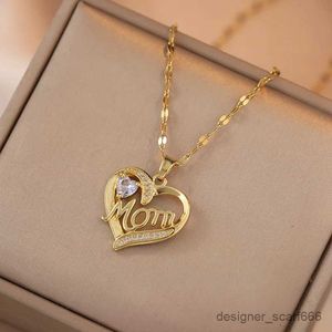 Colliers de pendentif mode cz zircon maman maman coeur pendant collier sans acier sans bijoux fine bijoux pour maman cadeaux pour la fête des mères