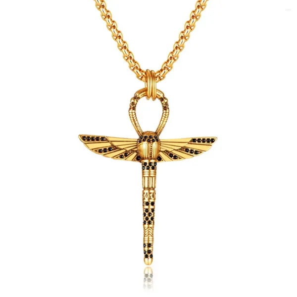 Colliers pendentiels Cross de forme de libellule design de mode pour hommes