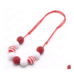 Pendentif Colliers Design De Mode Enfants Rouge Blanc Perles Collier Filles Enfant Corde Réglable Charme Chunky Perlé Drop Delivery Jewe Dhtry