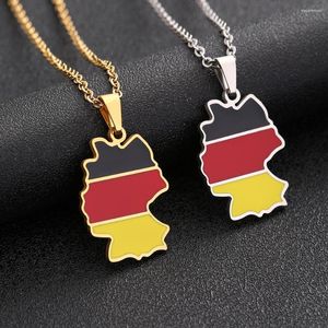 Collares colgantes Fashion Deutschland Map Flag de acero inoxidable Color de plata/color de oro Alemania Collar alemán para mujeres