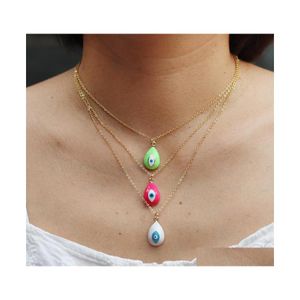 Hanger kettingen mode duivels oog email koper vergulde regenboog ketting voor vrouwen gepersonaliseerde stijl sieradenketen 3400 q2 d dhhny