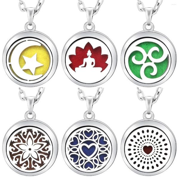 Colliers pendentifs Fashion Diffuseur Star Moon Collier en acier inoxydable en acier inoxydable en forme de coeur à l'huile essentielle Bijoux