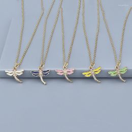 Hanger kettingen Fashion Dragonfly voor vrouwen eenvoudige multicolor sleutelbeen ketting insectenketting feestjuwelen accessoires