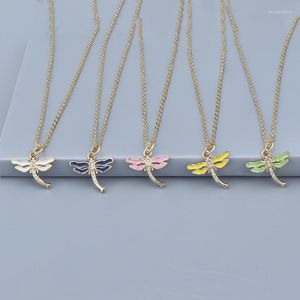 Hanger kettingen Fashion Dragonfly voor vrouwen eenvoudige multicolor sleutelbeen ketting insectenketting feestjuwelen accessoires