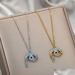 Colliers pendents Fashion Evil Eye Pendants pour femmes 2024 Goth 14K Collier de tour de cou en or jaune vintage