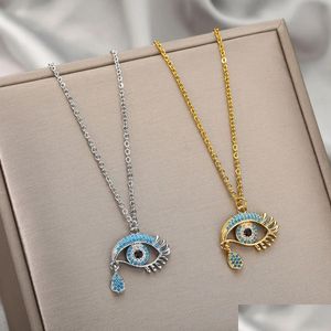 Colliers pendents Fashion Evil Eye Pendentids for Women 2024 Goth 14k Yellow Gol Choker Collier Vintage Turkish Neck Chains Jewelry Dr Otrfp