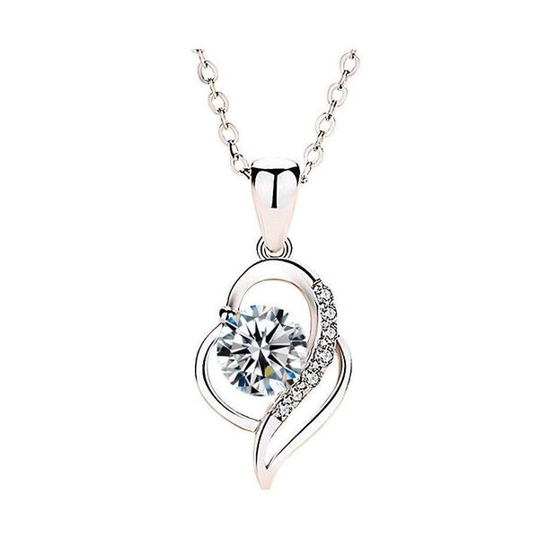 Pendentif Colliers Mode Exquis Sier Coeur Océan Mer Bleu Diamant Clavicule Chaîne Filles Cadeau D'anniversaire Collier Drop Delivery Jewe Dhj4A