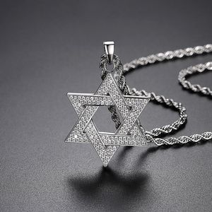 Colliers pendants mode exquise zircon Star of David Collier Silver Men Sweat-shirt fit