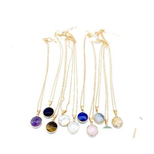 Hanger kettingen mode gefacetteerd rond chakra stenen ketting reiki genezing kristal charmes voor mannen vrouwen sieraden goudlegering ketting w dhjnd