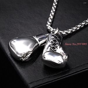 Pendentif Colliers Mode Poing Gants Collier Pendentifs Boxe Argent Or Couleur Acier Inoxydable Hommes Punk Style Hip Hop Bijoux Cadeau