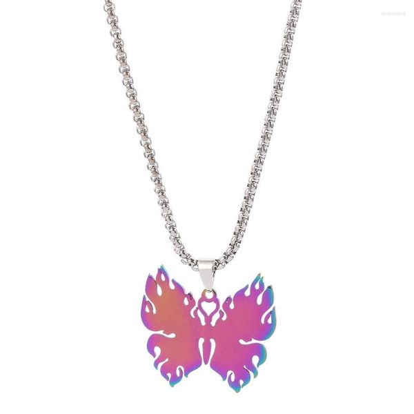 Collares colgantes moda llama mariposa para Mujeres Hombres Hip-Hop Rock Punk acero inoxidable accesorios de joyería gótica regalo Vintage