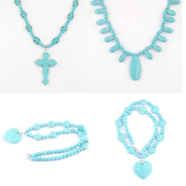 Colliers pendants mode pour la femme bijoux turquoises perles hurlites croix croix de coeur