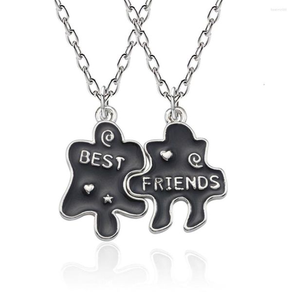 Pendentif Colliers Mode Amis Collier Pour Femmes Ami Pour Toujours Rose Noir Jigsaw BFF ColliersPendentifs Puzzle Bijoux Cadeau