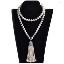 Pendentif Colliers Fashion Fringe Long Real Natural Pearl Nelace Convient au mariage et à la fête 32 pouces