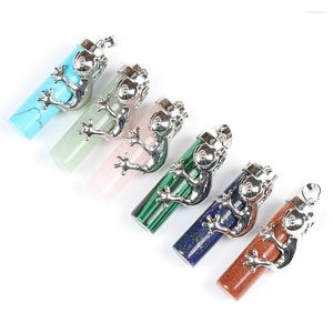 Pendentif Colliers Mode Grenouille Pendentifs Naturel Pierre Semi-précieuse Collier Cristal Rose Quartz Agate La Colonne Animal