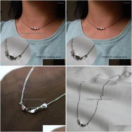 Pendentif Colliers Mode Géométrique Haricots S925 Sterling Sier Collier Pour Femmes Simple Clavicule Chaîne Saint Valentin Drop Livraison Juif Dhql2