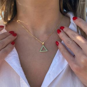 Pendentif Colliers Mode Géométrique Triangle Collier Pour Femmes Hommes En Acier Inoxydable Élégant Bijoux De Fête Couples Cadeau D'anniversaire