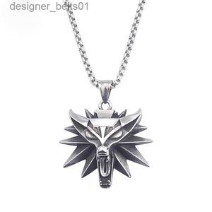 Collares colgantes Moda Geométrica Lobo Cabeza Animal Collar para hombres para mujeres Personalidad The Witcher 3 Juego Joyería periférica Birtay GiftL231215