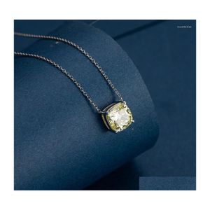 Collares pendientes Regalo de moda en línea Celebrity S925 Sier Color 10 Collar de diamantes de alto carbono Simple Yellow Drop Delivery Jewelry P Dh2Yh