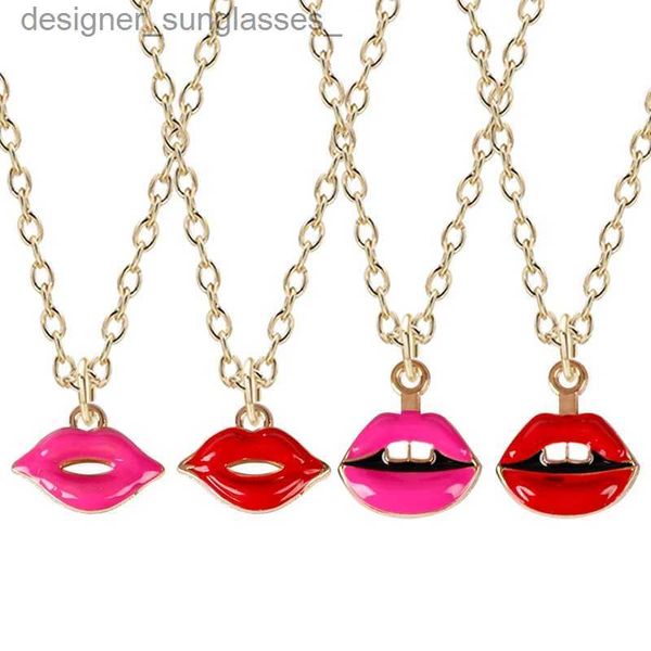 Collares pendientes Moda Glamour La Joyería Sexy Labios Rojos Collar Colgante Chica Caliente Discoteca Bar Gargantilla Femenina Cadena De Clavícula Joyería RegaloL231218