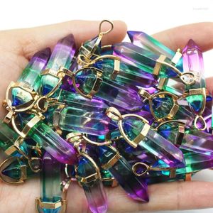 Pendentif colliers mode verre coloré pilier Point pendentifs à breloque pour la fabrication de bijoux 24 pcs/lot en gros