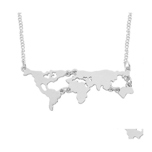 Collares colgantes Moda Globo Mapa del mundo Collar colgante Hueco Irregar Geométrico Metal Maestro Estudiante Graduación Regalo Tierra Jewe Dhkhm