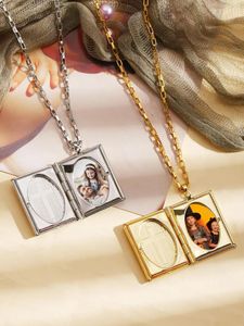 Colliers pendants Fashion Gold Color Livre médaillon avec images Collier Loket Box Chain Religion Amitié bijoux Cadeau