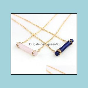 Colliers pendentifs Colliers Gold Couleur de pierre naturelle G￩om￩trie rose Collier Collier pour les femmes Brands de marque Livraison Drop Ot4o8