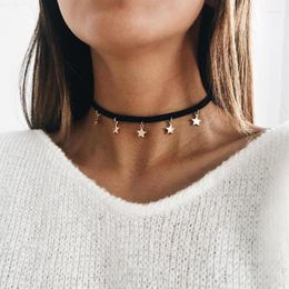 Hanger Kettingen Mode Gouden Kleur Ster Kwastje Choker Ketting Vrouwen Bruiloft Hangers Sieraden Romantische Vrouwelijke Pentagon Valentijn Geschenken