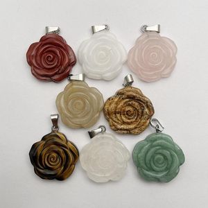 Pendentif Colliers Mode Bonne Qualité Sculpture Mixte Rose Naturel Pierre Gemme Collier Bijoux Fabrication Charme Accessoires 8pc