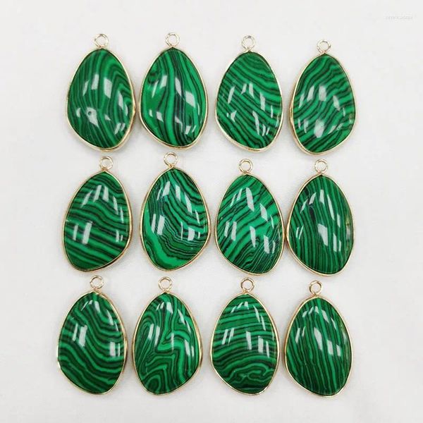 Pendentif Colliers Mode bonne qualité Malachite pierre pendentifs en gros 8 pièces forme irrégulière couleur or jante pour accessoire de fabrication de bijoux