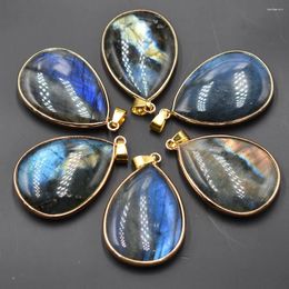 Colliers de pendentif Fashion de bonne qualité Labradorite Stone Segment segment d'eau Drop Gold Couleur Connecteur Accessoires 6PCS / Lot Wholesale