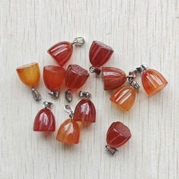 Pendentif Colliers Mode Bonne Qualité Naturel Agate Rouge Sculpté Lotus Seedpod Pendentifs Pour La Fabrication De Bijoux 12 pcs/lot En Gros