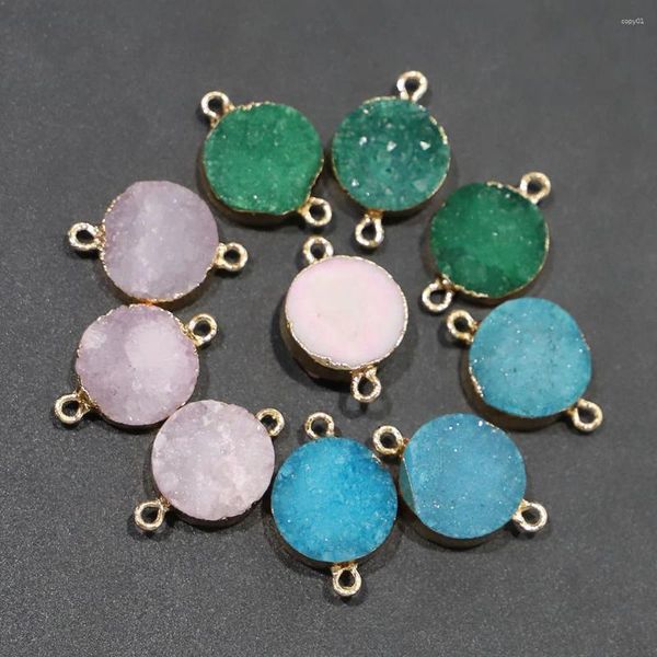 Pendentif Colliers Mode Bonne Qualité Naturel Pierre Cristal Connecteur Collier Charmes Plaqué Or DIY Artisanat Bracelet Fabrication De Bijoux 10 pcs