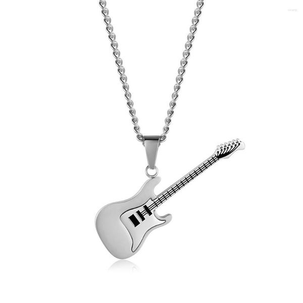 Pendentif Colliers Mode Guitare Musique Collier Pour Hommes Mâles Instrument Chaîne Réglable Lien 24 Pouces Bijoux À La Mode