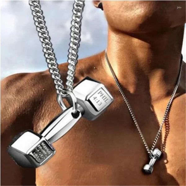 Pendentif Colliers Mode Gym Haltère Collier Bodybuilding Femmes Hommes Sports Barbell Cadeau Mens Bijoux En Gros