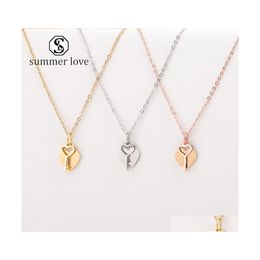 Hanger kettingen mode hart sleutel hangende ketting goud sier rose roestvrij staal voor paar hiphop rock valentines dag sieraden d dhwva