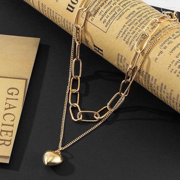 Collares colgantes collar de corazón de moda para mujeres joyas de cadena de color de oro para mujeres 2023 ropa de tendencia regalos estéticos accesorios de banquete